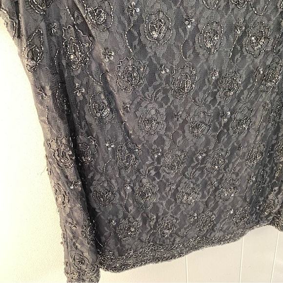 Candlelight & Champagne Black Beaded & Lace Cocktail Evening Top Plus Size 20W - Picture 6 of 16